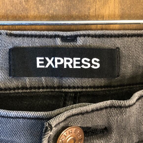Express Womens Jeans Gray Denim Mid Rise Skinny Stretch 8 Regular - Picture 4 of 12